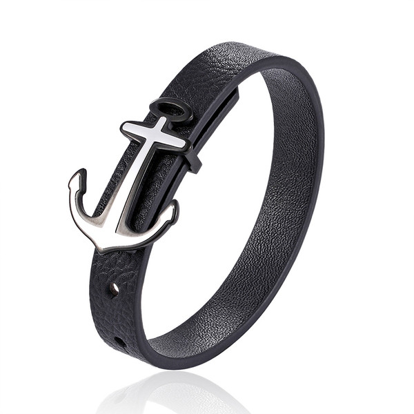 Μοντέρνο βραχιόλι σε μαύρο χρώμα με μεταλλικό στοιχείο