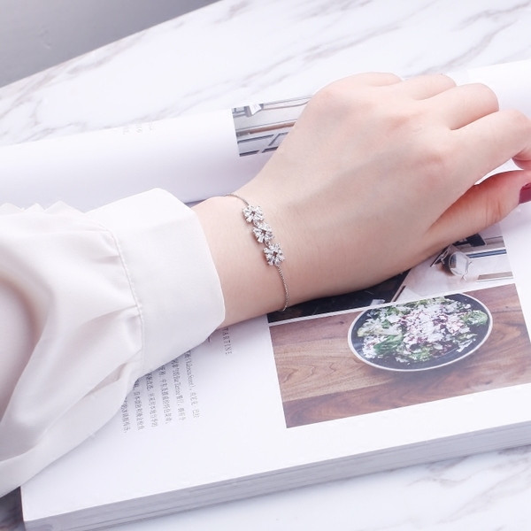 Κομψό βραχιόλι κυρίες με ασημένιες πέτρες