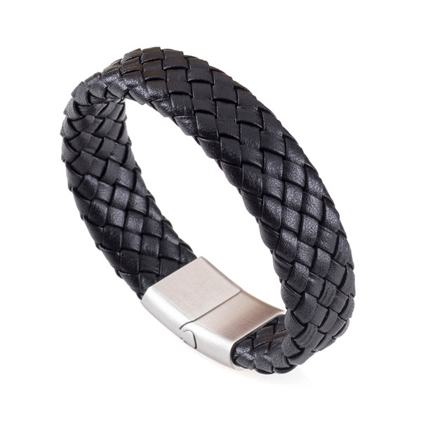 Bratara barbateasca moderna de culoare neagra din piele ecologica
