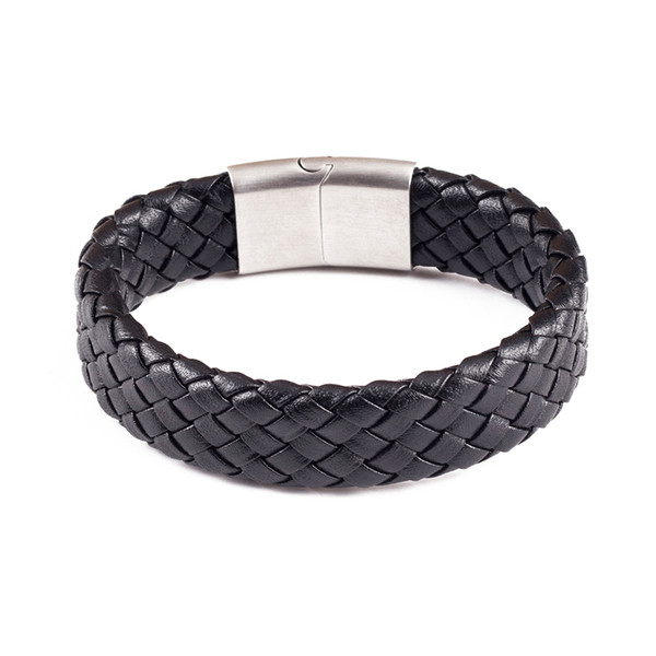 Bratara barbateasca moderna de culoare neagra din piele ecologica
