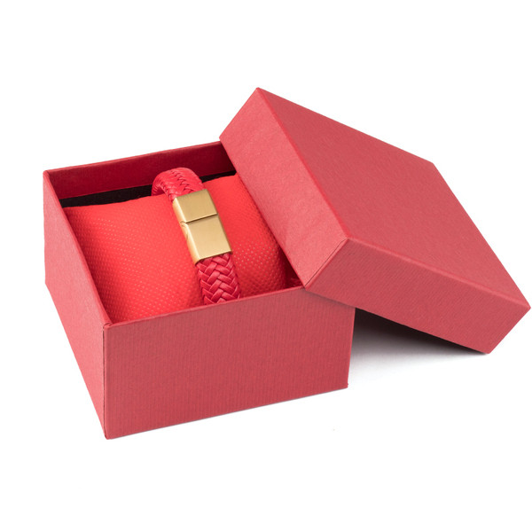 Ανδρικό βραχιόλι από δέρμα σε κόκκινο χρώμα