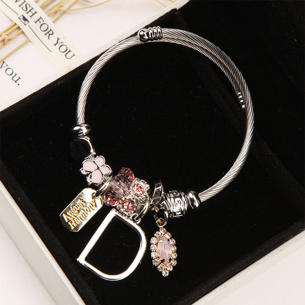 Γυναικείο βραχιόλι με μενταγιόν και πέτρες σε πέντε χρώματα