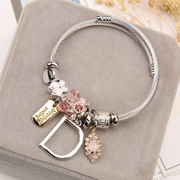 Γυναικείο βραχιόλι με μενταγιόν και πέτρες σε πέντε χρώματα