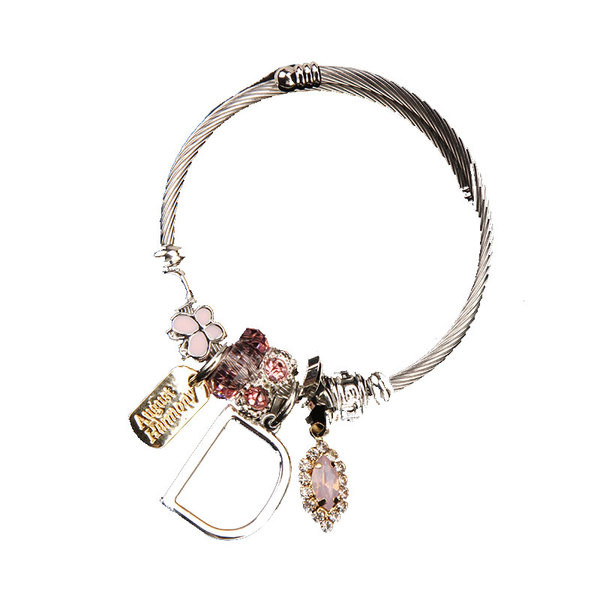 Γυναικείο βραχιόλι με μενταγιόν και πέτρες σε πέντε χρώματα