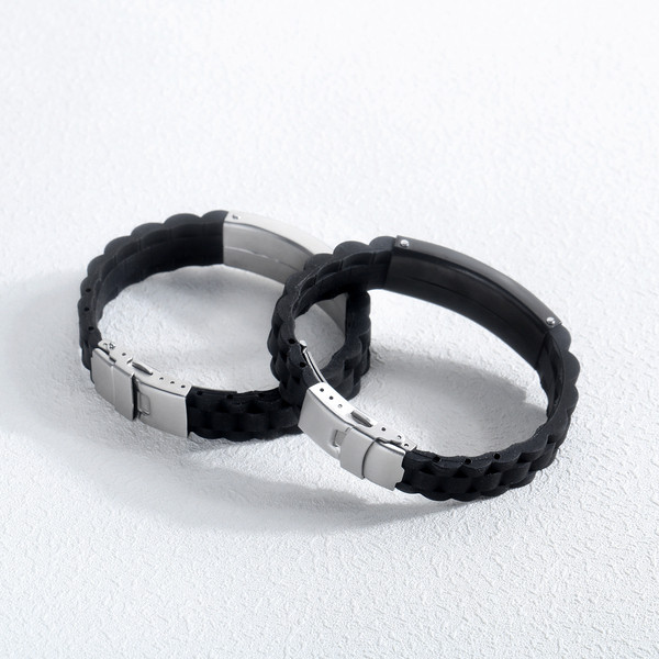 Bratara moderna din silicon pentru barbati in negru