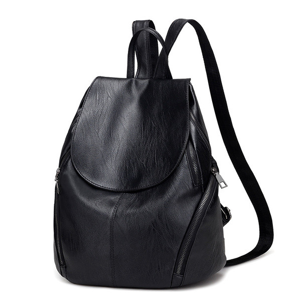 Rucsac casual dama de culoare neagra din piele ecologica