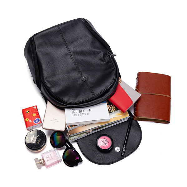 Rucsac casual dama de culoare neagra din piele ecologica