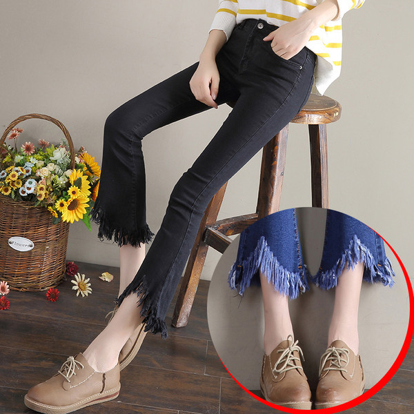 Blugi de dama moderni in doua culori cu franjuri