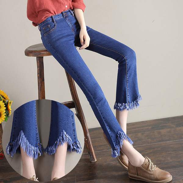 Blugi de dama moderni in doua culori cu franjuri