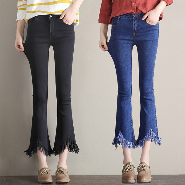 Blugi de dama moderni in doua culori cu franjuri