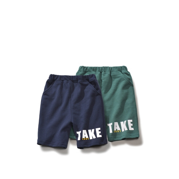 Παιδικά παντελόνια μικρού μήκους για αγόρια με επιγραφή και τσέπη