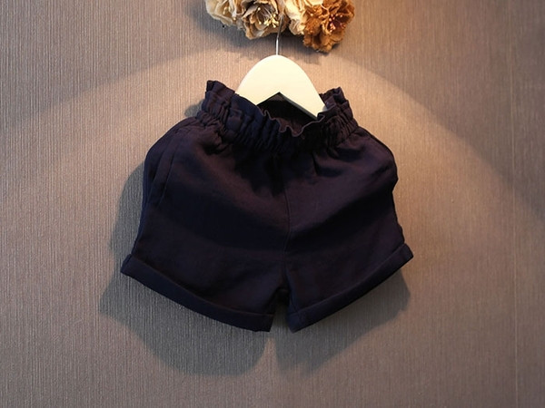 Pantaloni scurți casual copii pentru fete cu talie elastica in doua culori