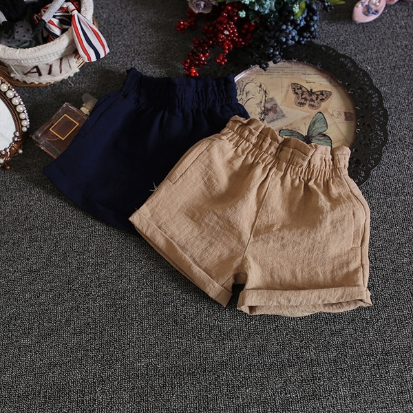 Pantaloni scurți casual copii pentru fete cu talie elastica in doua culori