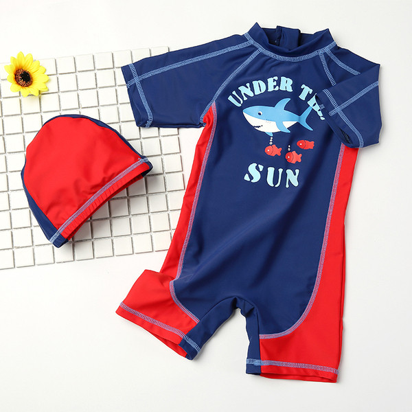 Modern gyerek teljes fürdőruha két színben, rátéttel