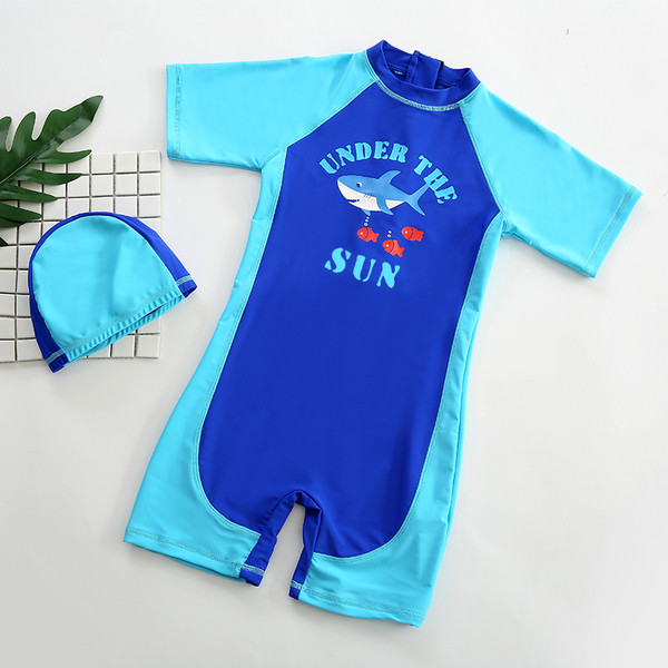 Modern gyerek teljes fürdőruha két színben, rátéttel