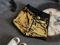 Pantaloni scurți moderni pentru fete pentru copii cu paiete aurii și negre