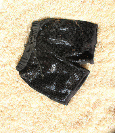 Pantaloni scurți moderni pentru fete pentru copii cu paiete aurii și negre