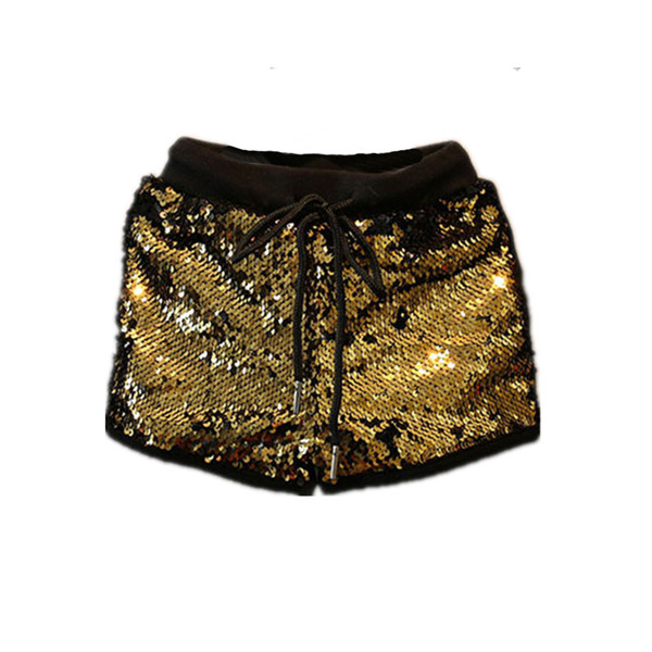 Pantaloni scurți moderni pentru fete pentru copii cu paiete aurii și negre