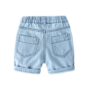 Къси детски дънкови панталони за момчета с разкъсани мотиви