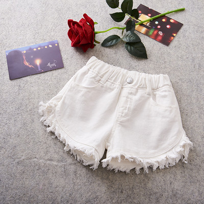 Pantaloni scurți moderni pentru copii pentru fete cu talie elastică în alb-negru