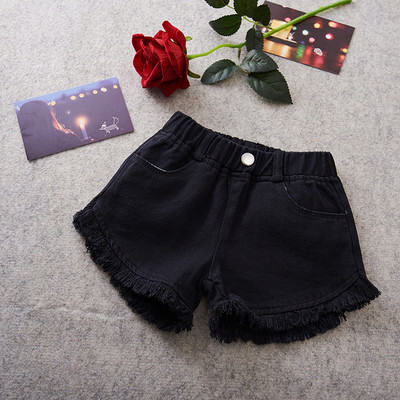 Pantaloni scurți moderni pentru copii pentru fete cu talie elastică în alb-negru