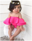 Costum de baie elegant pentru copii, în culoarea roz