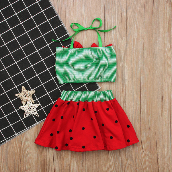 Gyermek fürdőruha két részből, szalagos díszítéssel