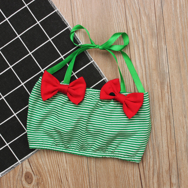 Gyermek fürdőruha két részből, szalagos díszítéssel