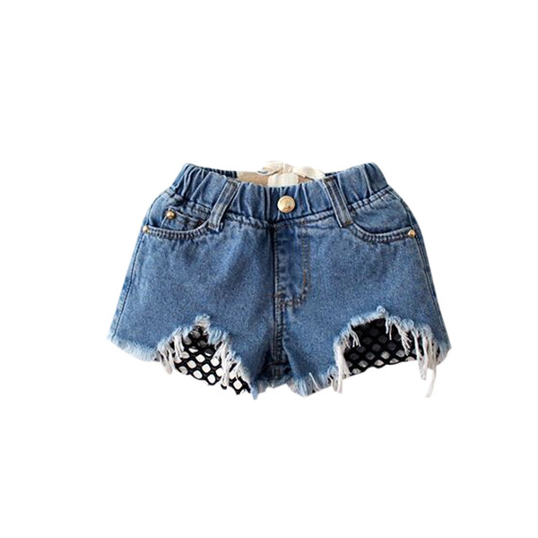 Μοντέρνα μικρά τζιν παιδιά για κορίτσια με σχισμένα σχέδια σε ανοιχτόχρωμο χρώμα