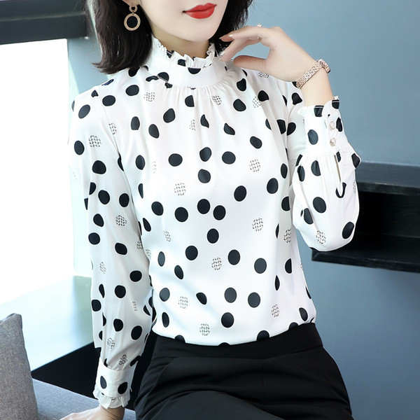 Stílusos női pöttyös ing, hosszú ujjal, két modellben