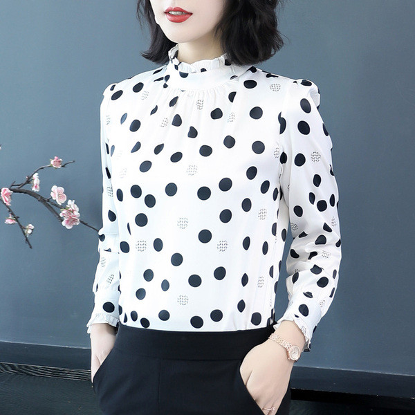 Stílusos női pöttyös ing, hosszú ujjal, két modellben