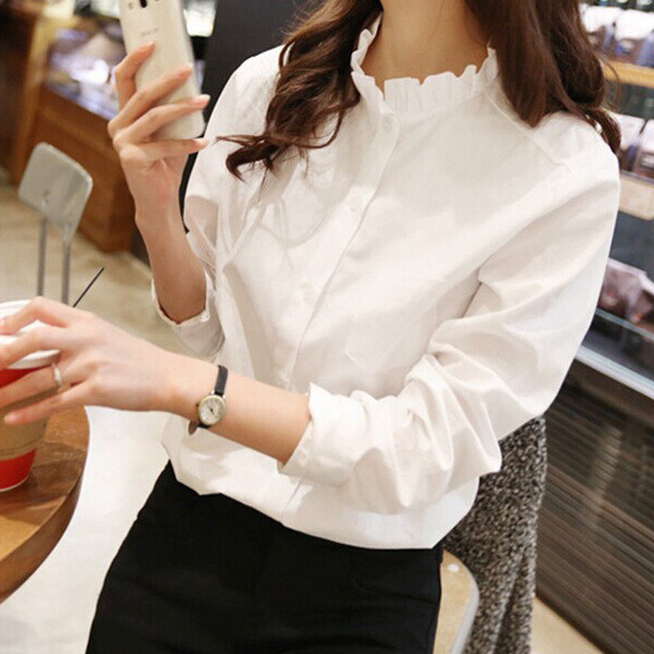 Stílusos, fehér, hosszú ujjú női ing