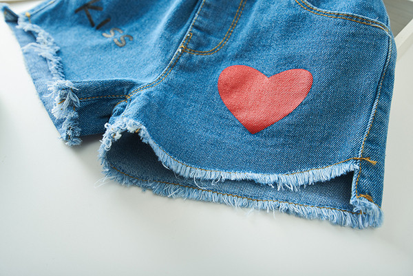 Blugi moderni pentru copii scurti pentru fete cu aplicatie colorata