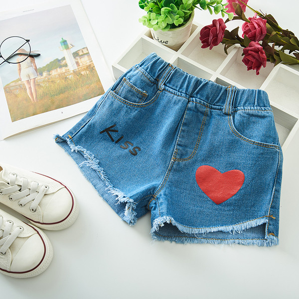 Blugi moderni pentru copii scurti pentru fete cu aplicatie colorata