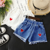 Καθημερινά παιδικά σορτς για κορίτσια με κεντήματα σε δύο χρώματα