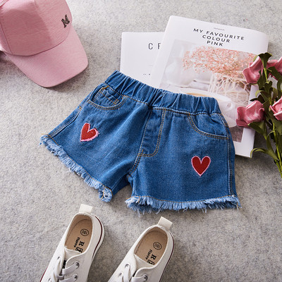 Καθημερινά παιδικά σορτς για κορίτσια με κεντήματα σε δύο χρώματα