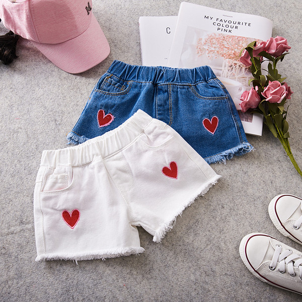 Καθημερινά παιδικά σορτς για κορίτσια με κεντήματα σε δύο χρώματα