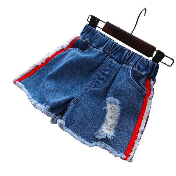 Blugi moderni pentru copii scurti pentru fete cu margini rosii