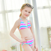 Costum de baie pentru copii în dungi în două părți în mai multe culori