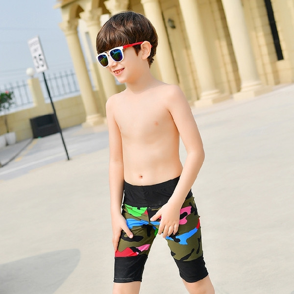 Costum de baie pentru copii modern pentru baieti cu model de camuflaj in doua culori