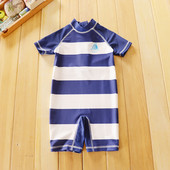 Costum de baie pentru copii modern în dungi pentru băieți cu aplicație