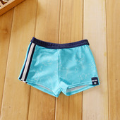 Moдерни детски бански в син цвят с цветен кант