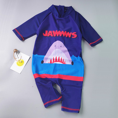 Costum de baie casual pentru copii cu aplicatie pentru baieti