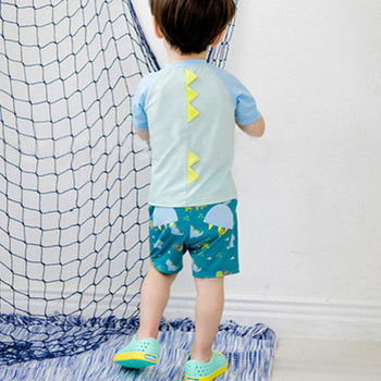 Модерен детски бански костюм за момчета с апликация