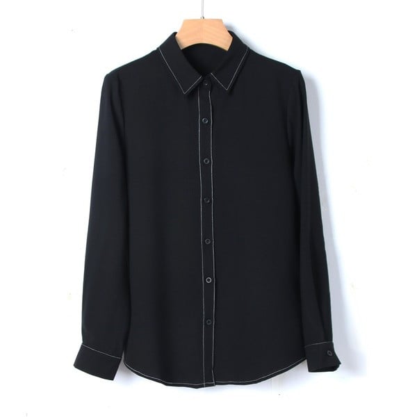 Cămașă elegantă de damă cu mâneci lungi și decolteu în V în două culori