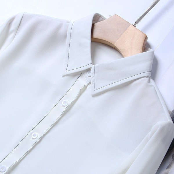 Cămașă elegantă de damă cu mâneci lungi și decolteu în V în două culori