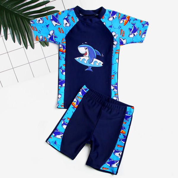 Модерен детски бански костюм от две части за момчета