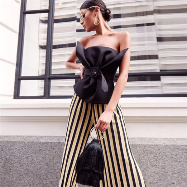 Maieu elegant de damă, fără bretele, în alb-negru