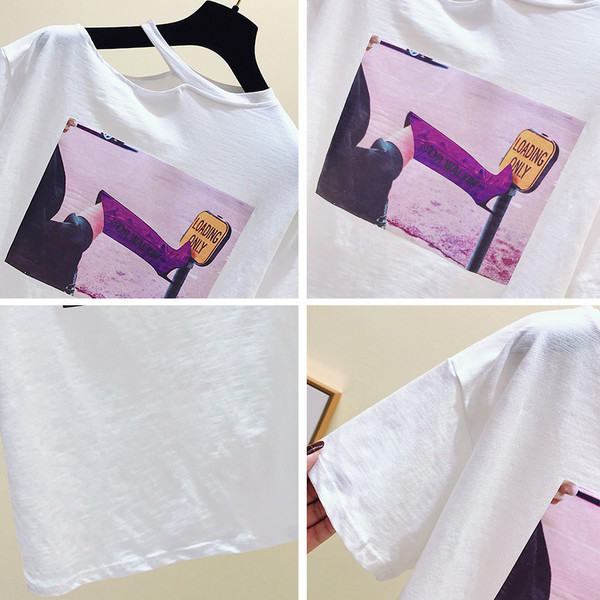 Tricou de dama modern cu imprimeu in trei culori