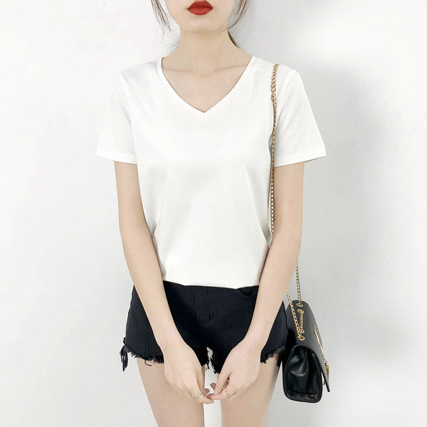 Alkalmi női póló V-nyakkal fehér, szürke és fekete színben